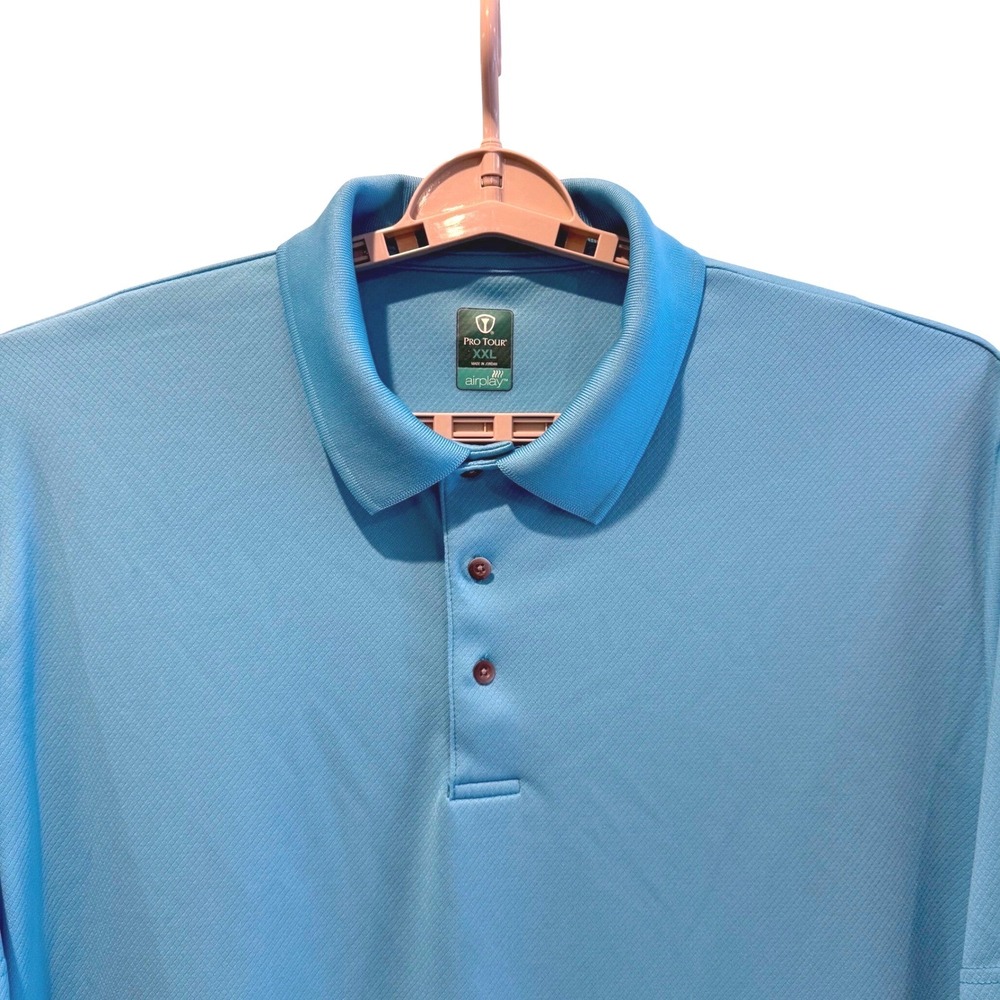 PRO TOUR Airplay Golf Polo Shirt Blue XXL Men's Short Sleeve‎ Polyester